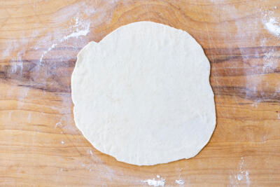 Rolled out pieces of dough.