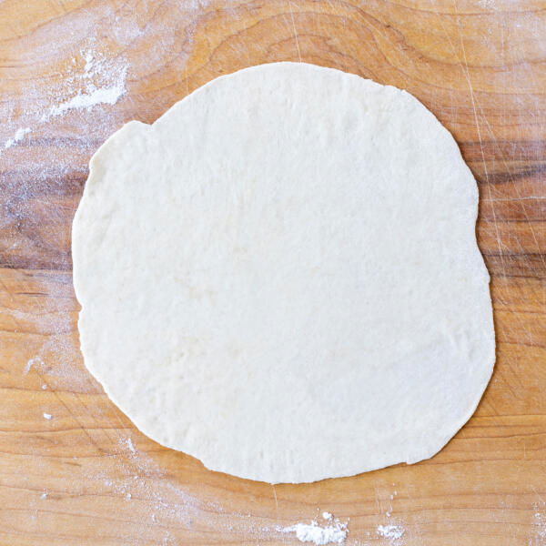 Rolled out pieces of dough.