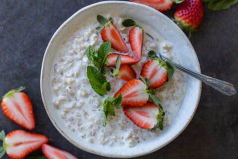 Bowl of Steel-Cut Oats and berries.