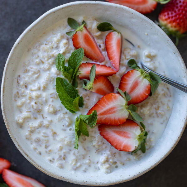 Bowl of Steel-Cut Oats and berries.