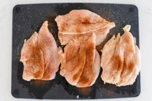 Chicken with garlic parsley salt with paprika.