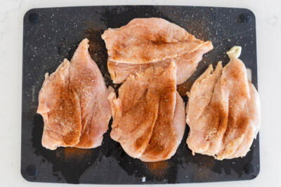 Chicken with garlic parsley salt with paprika.