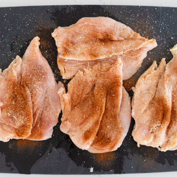 Chicken with garlic parsley salt with paprika.