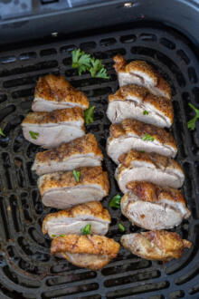 Sliced up duck breast.