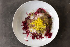beets, lemon, salt, pepper and sugar in a bowl.