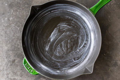 Buttered baking pan.