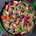 Berry Baked Oatmeal in a pan.