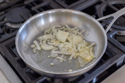 Onion in a frying pan.