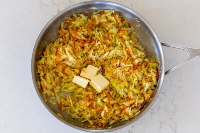Butter added to the cabbage.