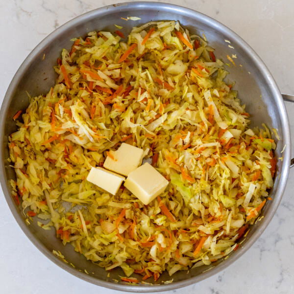 Butter added to the cabbage.