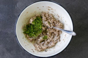 Sardine Rillettes ingredients in a bowl.