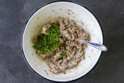 Sardine Rillettes ingredients in a bowl.