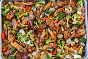 Chicken Teriyaki on a sheetpan.