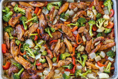 Chicken Teriyaki on a sheetpan.