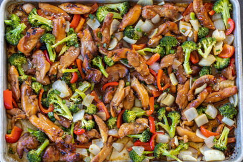 Chicken Teriyaki on a sheetpan.