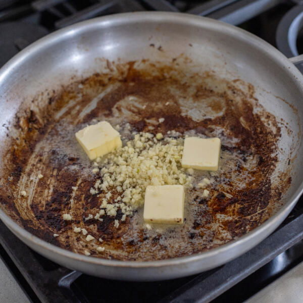 Pan with butter and galic.