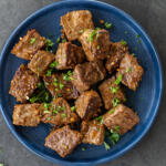 Plated Garlic Butter Steak Bites.
