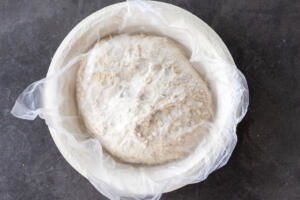 Oat Sourdough Bread in a bread mold.