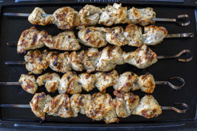 Grilled Garlic Parmesan Chicken Skewers.
