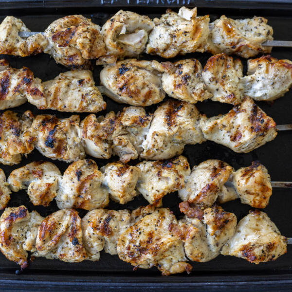 Grilled Garlic Parmesan Chicken Skewers.