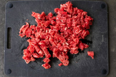 Sliced up beef into tiny pieces.