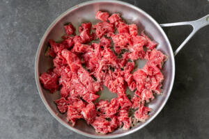 Beef in a pan.
