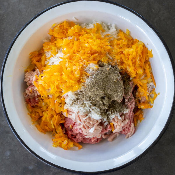 All tefteli ingredients in a bowl