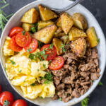 Make-Ahead Breakfast Bowls with a fork.