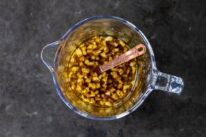 Garlic, salt, pepper, soy sauce and oil.