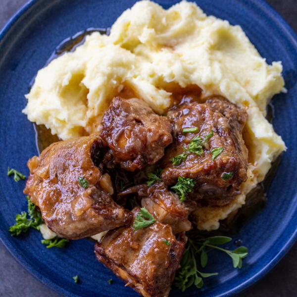 Slow Cooker Oxtails on a serving plate.