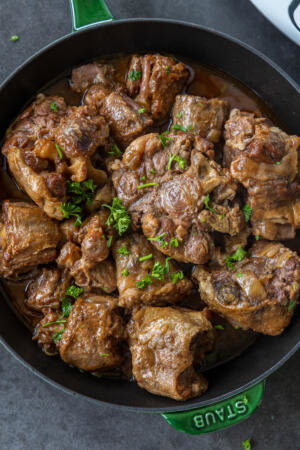 Slow Cooker Oxtails in a serving dish.