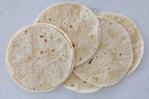 Tortilla on a counter.