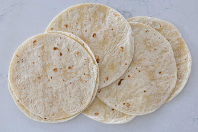 Tortilla on a counter.