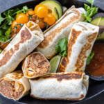 Bean and Cheese Burritos in a serving dish.