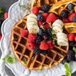 Cottage Cheese Waffles on a serving tray.