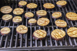 Eggplant on a grill.