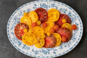Plated tomatoes.