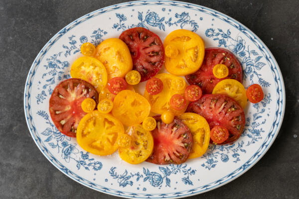Plated tomatoes.