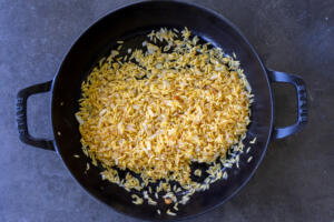 Orzo with butter and onion.