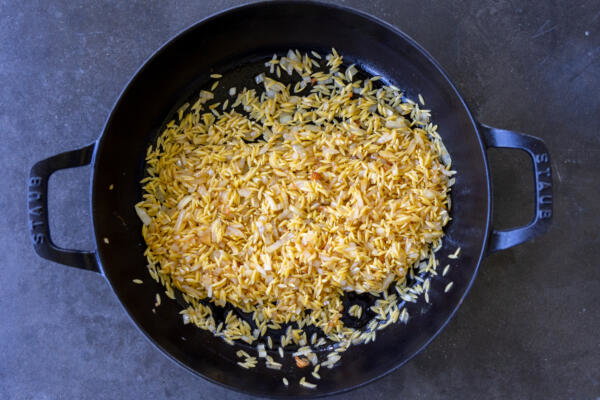 Orzo with butter and onion.