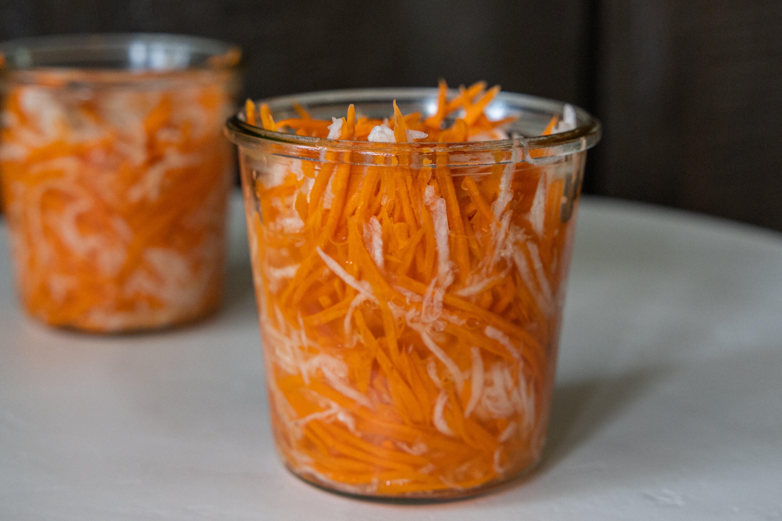 jar with Pickled Daikon Radish and Carrots