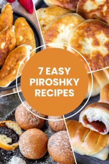 A collage of meals of piroshky.