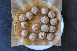 Turkey meatballs on a plate.