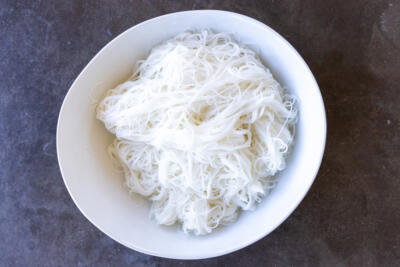 Vermicelli noodles in a bowl.