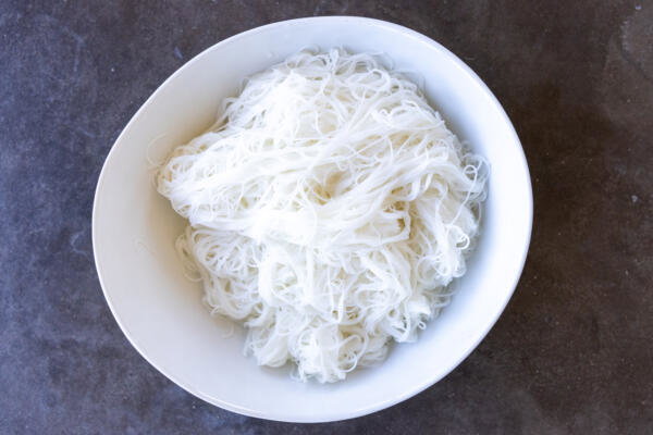 Vermicelli noodles in a bowl.