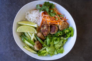 Turkey Meatballs with Vermicelli Bowl.